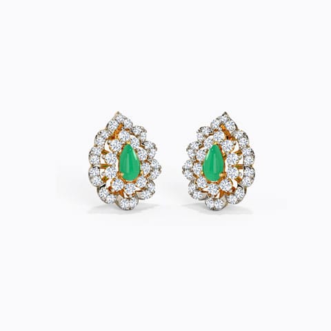 Zirrea Gemstone Stud Earrings Diamond,Gemstone Earrings 14 Karat Yellow Gold Zirrea Gemstone Stud Earrings