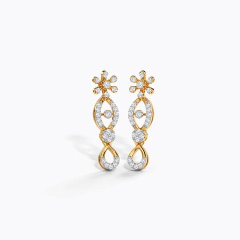 Tushita Diamond Drop Earrings Diamond Earrings 14 Karat Yellow Gold Tushita Diamond Drop Earrings