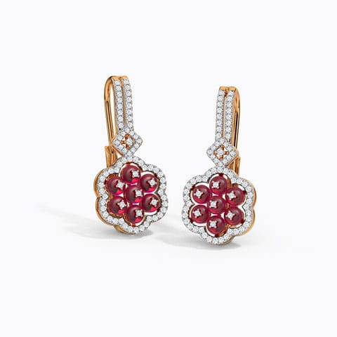 Elke Gemstone Hoop Earrings Diamond,Gemstone Earrings 14 Karat Rose Gold Elke Gemstone Hoop Earrings