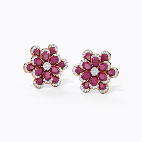 Elske Gemstone Stud Earrings Diamond,Gemstone Earrings 14 Karat Rose Gold Elske Gemstone Stud Earrings
