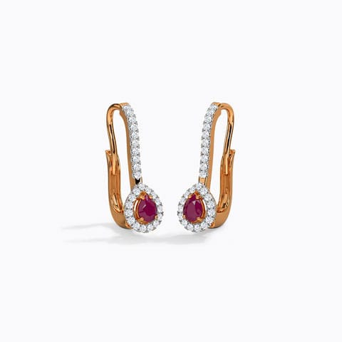 Elodi Gemstone Hoop Earrings Diamond,Gemstone Earrings 14 Karat Rose Gold Elodi Gemstone Hoop Earrings
