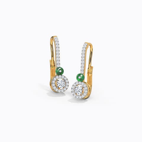 Sable Gemstone Hoop Earrings Diamond,Gemstone Earrings 14 Karat Yellow Gold Sable Gemstone Hoop Earrings