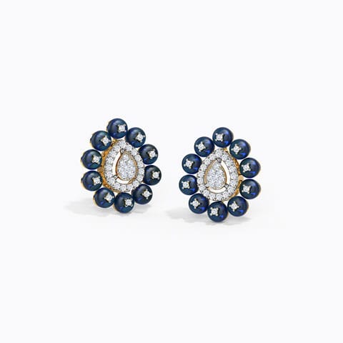 Sacha Gemstone Stud Earrings Diamond,Gemstone Earrings 14 Karat Yellow Gold Sacha Gemstone Stud Earrings