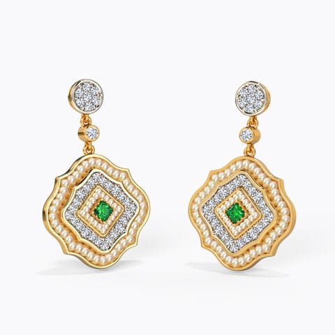Cyna Diamond Drop Earrings Diamond,Gemstone Earrings 14 Karat Yellow Gold Cyna Diamond Drop Earrings