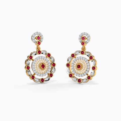 Niaz Diamond Drop Earrings Diamond,Gemstone Earrings 14 Karat Yellow Gold Niaz Diamond Drop Earrings