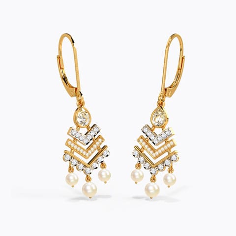 Dharie Diamond Drop Earrings Diamond,Gemstone Earrings 14 Karat Yellow Gold Dharie Diamond Drop Earrings