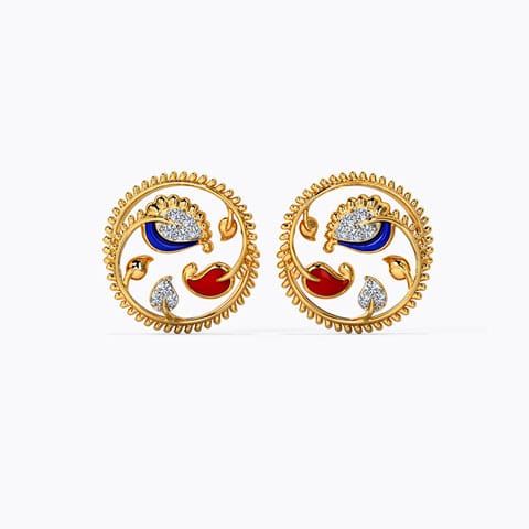 Avirai Diamond Stud Earring Diamond Earrings 14 Karat Yellow Gold Avirai Diamond Stud Earring