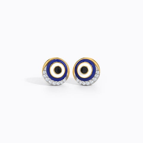 Aurora Evil Eye Diamond Stud Earrings Diamond Earrings 14 Karat Yellow Gold Aurora Evil Eye Diamond Stud Earrings