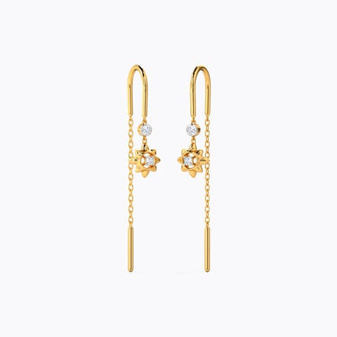 Iris Diamond Sui Dhaga Earrings Diamond Earrings 14 Karat Yellow Gold Iris Diamond Sui Dhaga Earrings