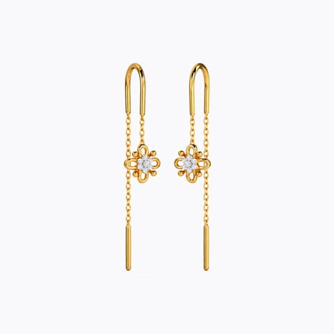 Polestar Diamond Sui Dhaga Earrings Diamond Earrings 14 Karat Yellow Gold Polestar Diamond Sui Dhaga Earrings
