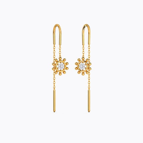 Glory Diamond Sui Dhaga Earrings Diamond Earrings 14 Karat Yellow Gold Glory Diamond Sui Dhaga Earrings