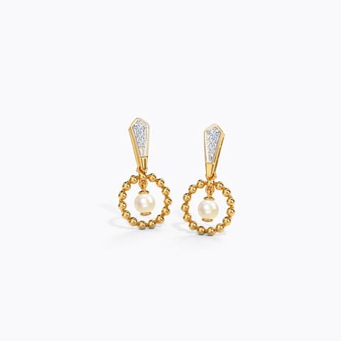 Hazel Glorious Pearl Drop Earring Diamond,Gemstone Earrings 14 Karat Yellow Gold Hazel Glorious Pearl Drop Earring
