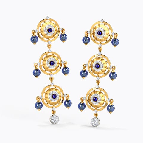 Kirania Gemstone Drop Earrings Diamond,Gemstone Earrings 14 Karat Yellow Gold Kirania Gemstone Drop Earrings