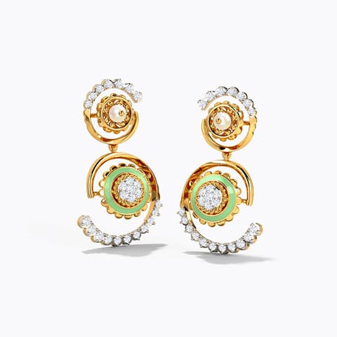 Vina Gemstone Drop Earrings Diamond,Gemstone Earrings 14 Karat Yellow Gold Vina Gemstone Drop Earrings