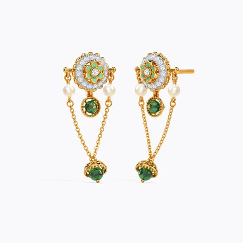 Yesha Gemstone Drop Earrings Diamond,Gemstone Earrings 14 Karat Yellow Gold Yesha Gemstone Drop Earrings
