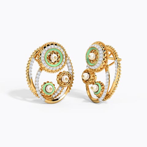 Zarna Gemstone Stud Earrings Diamond,Gemstone Earrings 14 Karat Yellow Gold Zarna Gemstone Stud Earrings