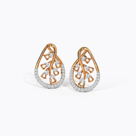 Navi Diamond Stud Earrings Diamond Earrings 14 Karat Rose Gold Navi Diamond Stud Earrings