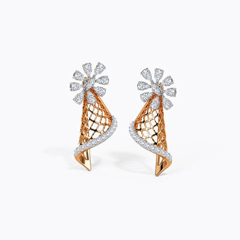 Viona Diamond Stud Earrings Diamond Earrings 14 Karat Two Tone Gold Viona Diamond Stud Earrings
