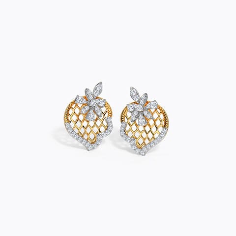 Jiaan Diamond Stud Earrings Diamond Earrings 14 Karat Two Tone Gold Jiaan Diamond Stud Earrings