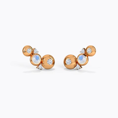 Callisto Gemstone Stud Earrings Diamond,Gemstone Earrings 14 Karat Rose Gold Callisto Gemstone Stud Earrings