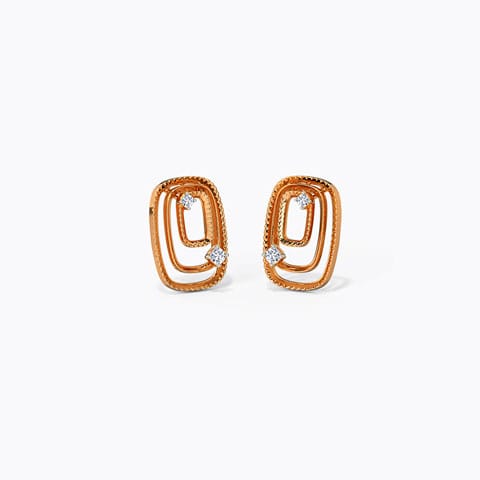 Shreya Engaging Diamond Stud Earrings Diamond Earrings 14 Karat Rose Gold Shreya Engaging Diamond Stud Earrings