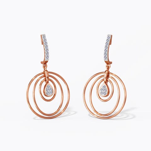 Spherica Diamond Drop Earrings Diamond Earrings 14 Karat Rose Gold Spherica Diamond Drop Earrings