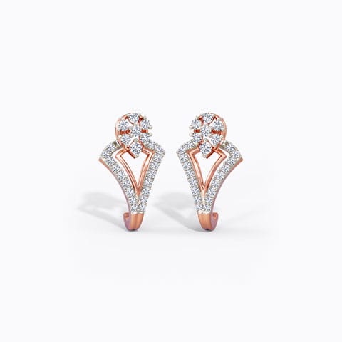 Ritz Diamond Stud Earring Diamond Earrings 14 Karat Rose Gold Ritz Diamond Stud Earring