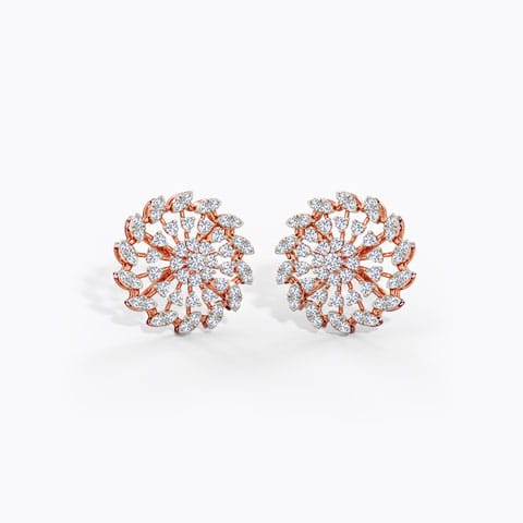 Greta Diamond Stud Earrings Diamond Earrings 14 Karat Rose Gold Greta Diamond Stud Earrings