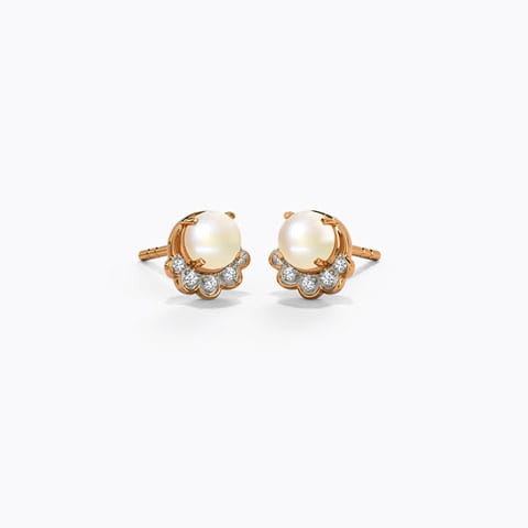 Kylie Glorious Pearl Stud Earrings Diamond,Gemstone Earrings 14 Karat Rose Gold Kylie Glorious Pearl Stud Earrings