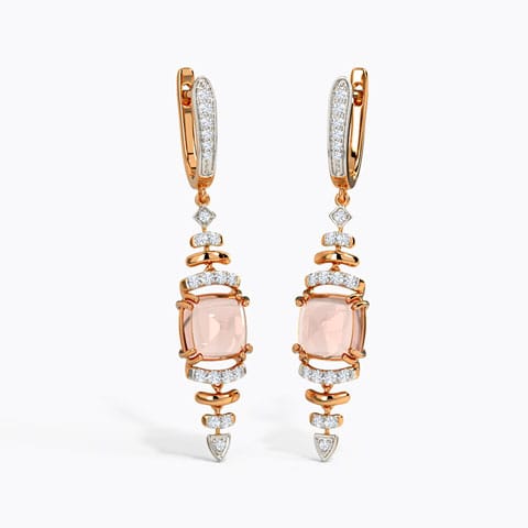 Precipice Gemstone Drop Earrings Diamond,Gemstone Earrings 14 Karat Rose Gold Precipice Gemstone Drop Earrings