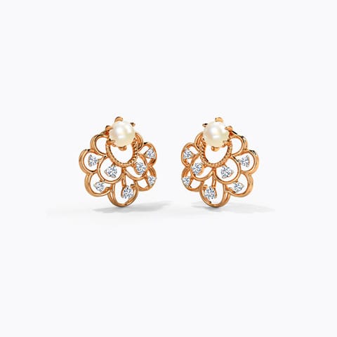Kelina Gemstone Stud Earrings Diamond,Gemstone Earrings 14 Karat Rose Gold Kelina Gemstone Stud Earrings
