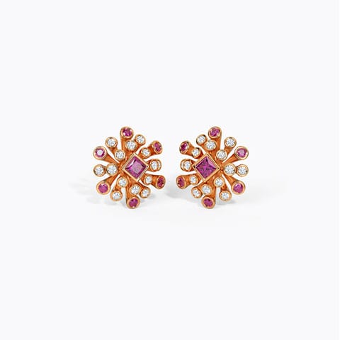 Opus Gemstone Stud Earrings Diamond,Gemstone Earrings 14 Karat Rose Gold Opus Gemstone Stud Earrings