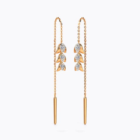 Sia Floral Diamond Sui Dhaga Earrings Diamond Earrings 14 Karat Rose Gold Sia Floral Diamond Sui Dhaga Earrings
