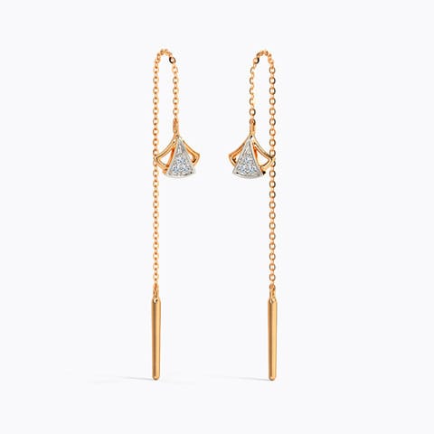 Maria Bloom Diamond Sui Dhaga Earrings Diamond Earrings 14 Karat Rose Gold Maria Bloom Diamond Sui Dhaga Earrings