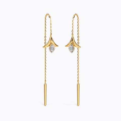 Scarlett Florid Diamond Sui Dhaga Earrings Diamond Earrings 14 Karat Yellow Gold Scarlett Florid Diamond Sui Dhaga Earrings