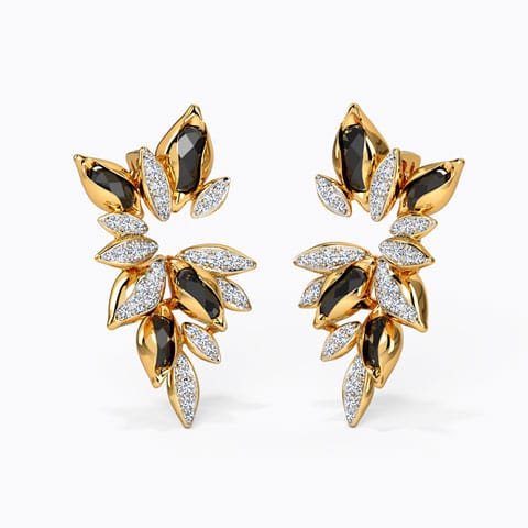 Ahana Sparkling Gemstone Ear Jackets Diamond,Gemstone Earrings 14 Karat Yellow Gold Ahana Sparkling Gemstone Ear Jackets