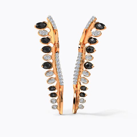 Saanvi Linear Gemstone Drop Earrings Diamond,Gemstone Earrings 14 Karat Rose Gold Saanvi Linear Gemstone Drop Earrings