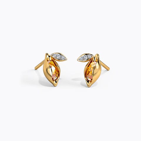 Gleaming Gemstone Stud Earrings Diamond,Gemstone Earrings 14 Karat Yellow Gold Gleaming Gemstone Stud Earrings