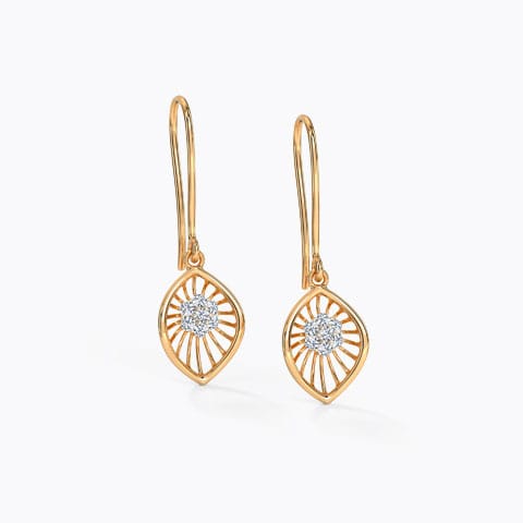 Saffron Petal Diamond Drop Earrings Diamond Earrings 14 Karat Rose Gold Saffron Petal Diamond Drop Earrings