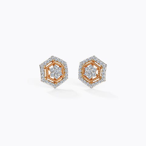 Manushi Diamond Stud Earrings Diamond Earrings 14 Karat Rose Gold Manushi Diamond Stud Earrings