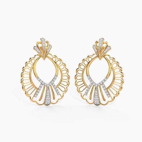 Sonalika Diamond Drop Earrings Diamond Earrings 14 Karat Yellow Gold Sonalika Diamond Drop Earrings