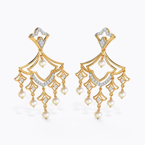 Arshia Gemstone Drop Earrings Diamond,Gemstone Earrings 14 Karat Yellow Gold Arshia Gemstone Drop Earrings