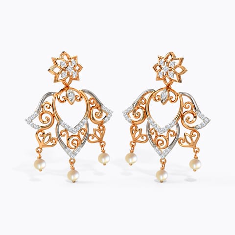 Noorjahan Gemstone Drop Earrings Diamond,Gemstone Earrings 14 Karat Rose Gold Noorjahan Gemstone Drop Earrings