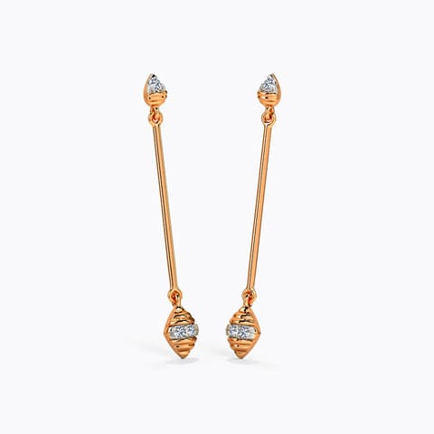 Geometric Boat Diamond Drop Earrings Diamond Earrings 14 Karat Rose Gold Geometric Boat Diamond Drop Earrings
