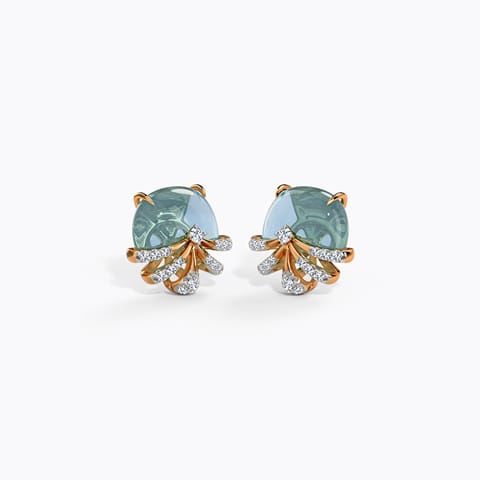Flourish Flower Gemstone Stud Earrings Diamond,Gemstone Earrings 14 Karat Rose Gold Flourish Flower Gemstone Stud Earrings