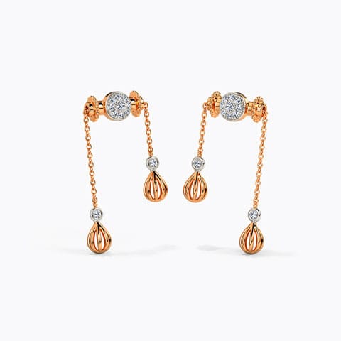Lenovia Diamond Drop Earrings Diamond Earrings 14 Karat Rose Gold Lenovia Diamond Drop Earrings