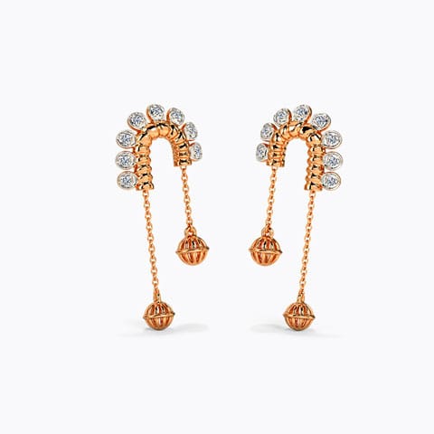 Elysia Diamond Drop Earrings Diamond Earrings 14 Karat Rose Gold Elysia Diamond Drop Earrings