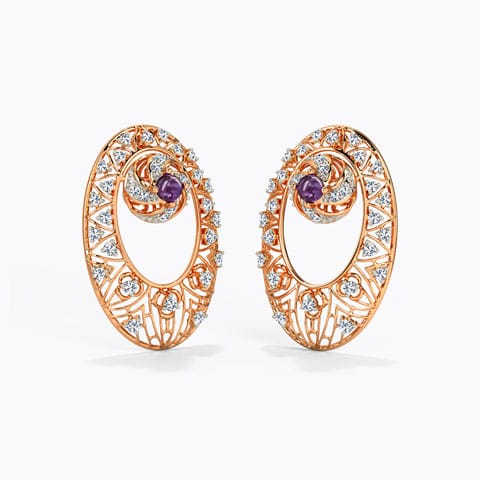Swiss Trigonal Gemstone Drop Earrings Diamond,Gemstone Earrings 14 Karat Rose Gold Swiss Trigonal Gemstone Drop Earrings