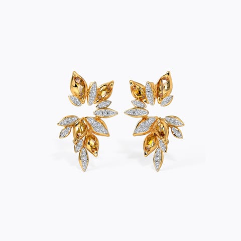 Florina Bloosom Gemstone Stud Earrings Diamond,Gemstone Earrings 14 Karat Yellow Gold Florina Bloosom Gemstone Stud Earrings