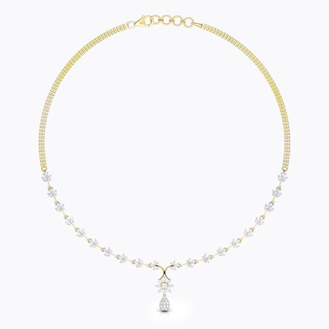Peony Diamond Necklace Diamond Necklaces 18 Karat Yellow Gold Peony Diamond Necklace
